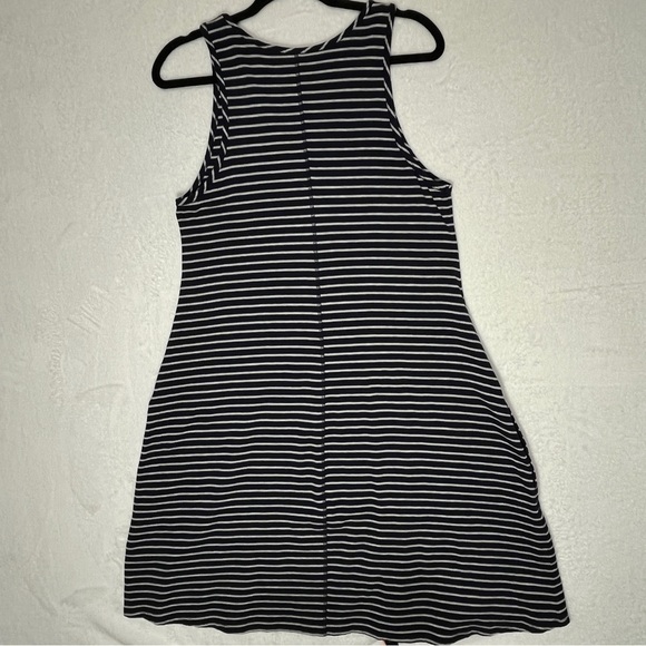 ATHLETA Womens Striped Swing Dress Oversized Navy Gray Size Medium - Picture 6 of 11